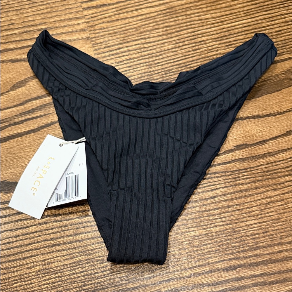 L*Space Black Ribbed Bikini Bottom
